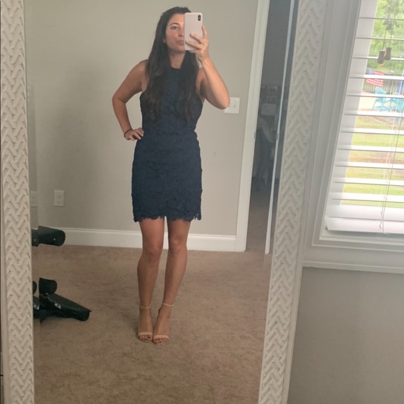 Navy Blue Lace Mini Dress from Lulus - Picture 2 of 5